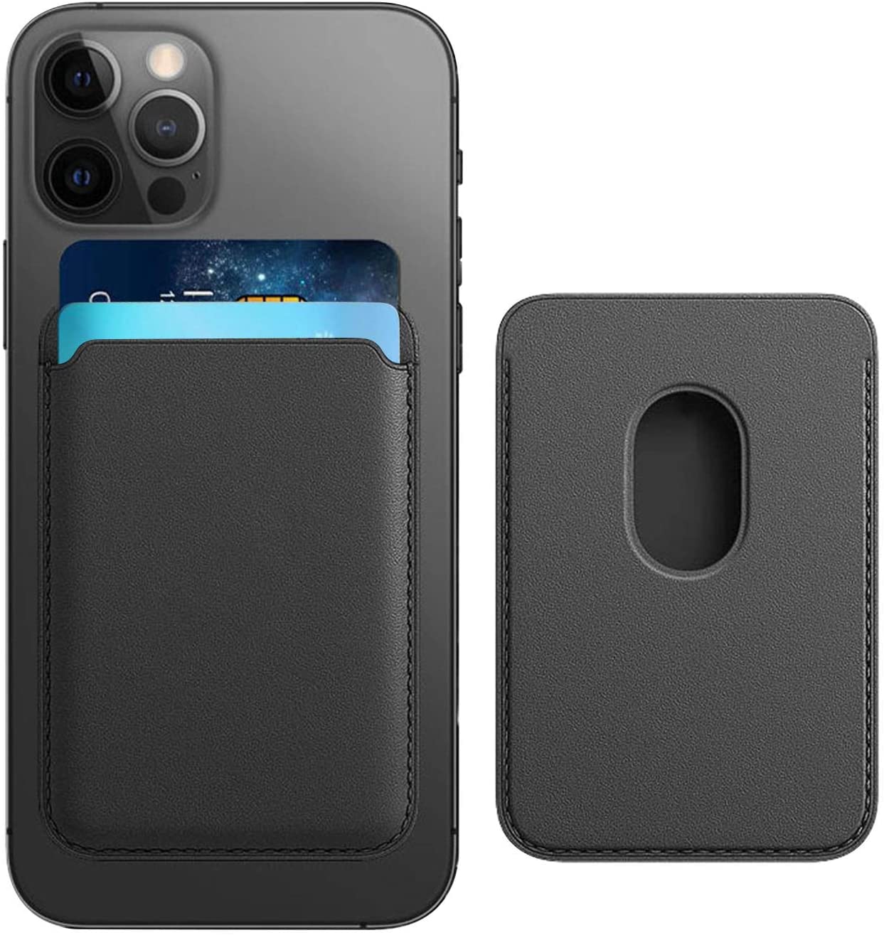 PU Leather Magnetic Card Wallet POUCH Holder for iPhone 12 / 12 Pro / 12 Mini /12 Pro Max (Black)